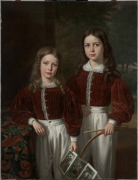 unknow artist Portrait of Two Children, Probably the Sons of M. Almeric Berthier, comte de LaSalle oil painting image